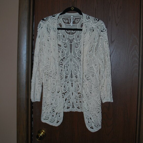 Open Weave Off-white Lightweight Sweater - L - Picture 1 of 10
